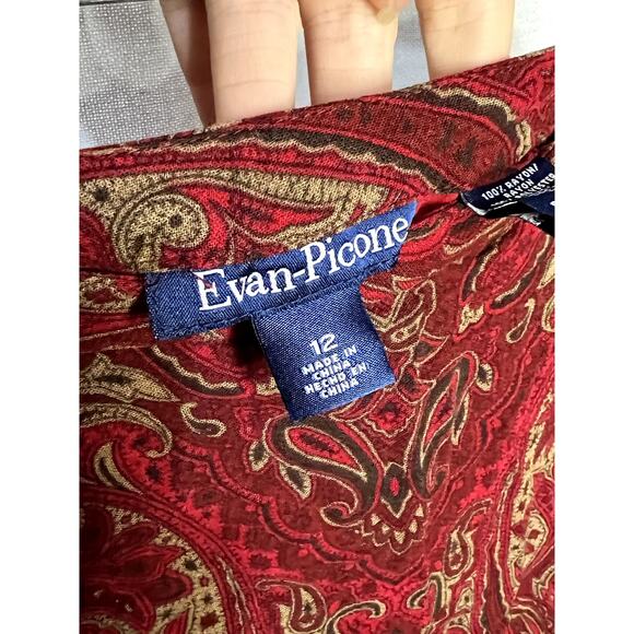 Vintage 90s y2k Evan Picone Witchy Cottage Red Paisley Fall Maxi Skirt - Picture 10 of 11